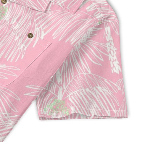 Pink Palm Leaf Hawaiian Shirt