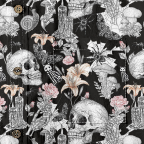 Halloween Skull and Bones Floral Print Shirt