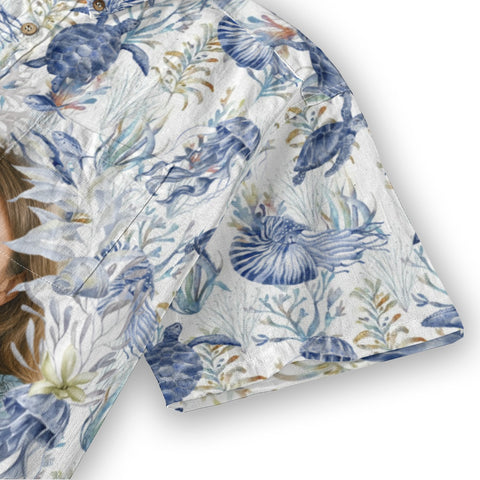 Personalized Hawaiian Shirt with Photo, Ocean Animals Hawaiian Shirt, Turtle Shirt for Men Women - The Palmix