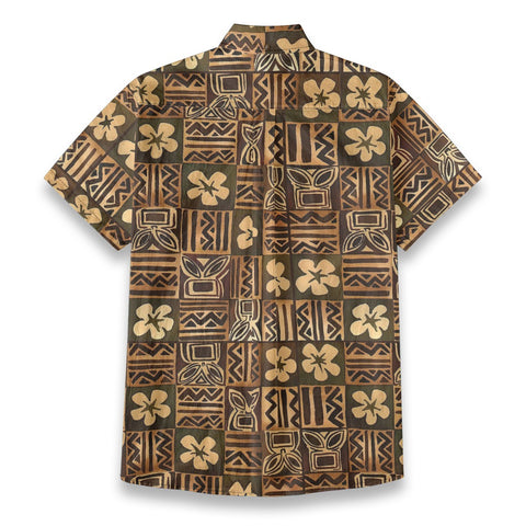 Hawaiian Vintage Pictorial Tiki Floral Totem Retro Printed Shirt