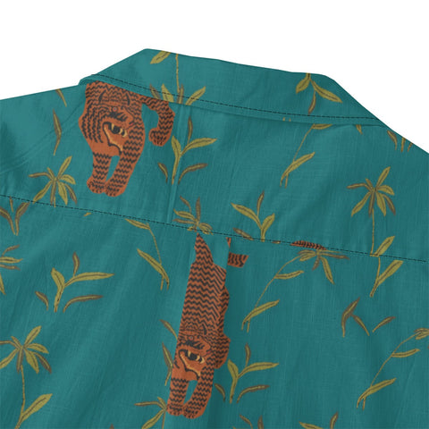 Teal Vintage Tiger & Plant