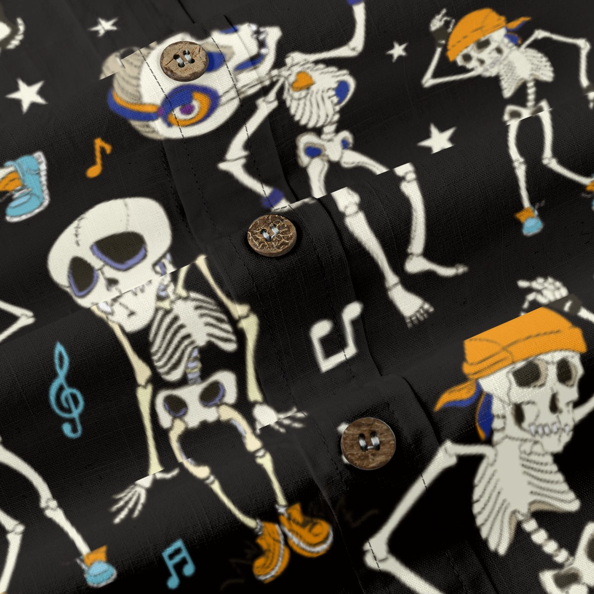 Halloween Story Music Skeleton Party Print Shirt