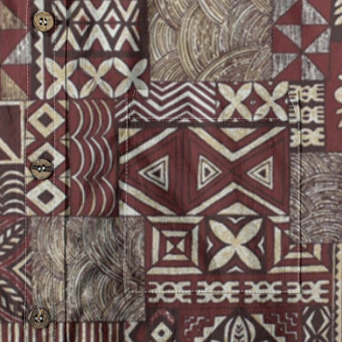 “Tapa Mosaic” – Retro Polynesian Aloha Shirt