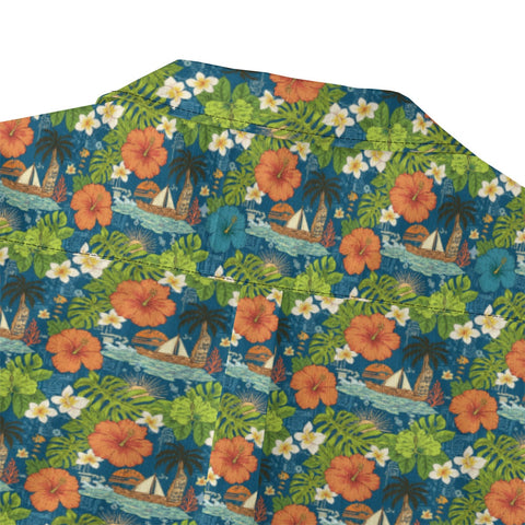 Hibiscus & Sailboat Hawaiian Shirt