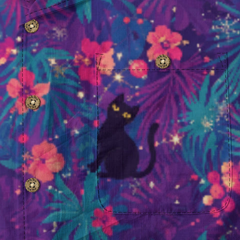 Black Cat Tropical Hawaiian Shirt