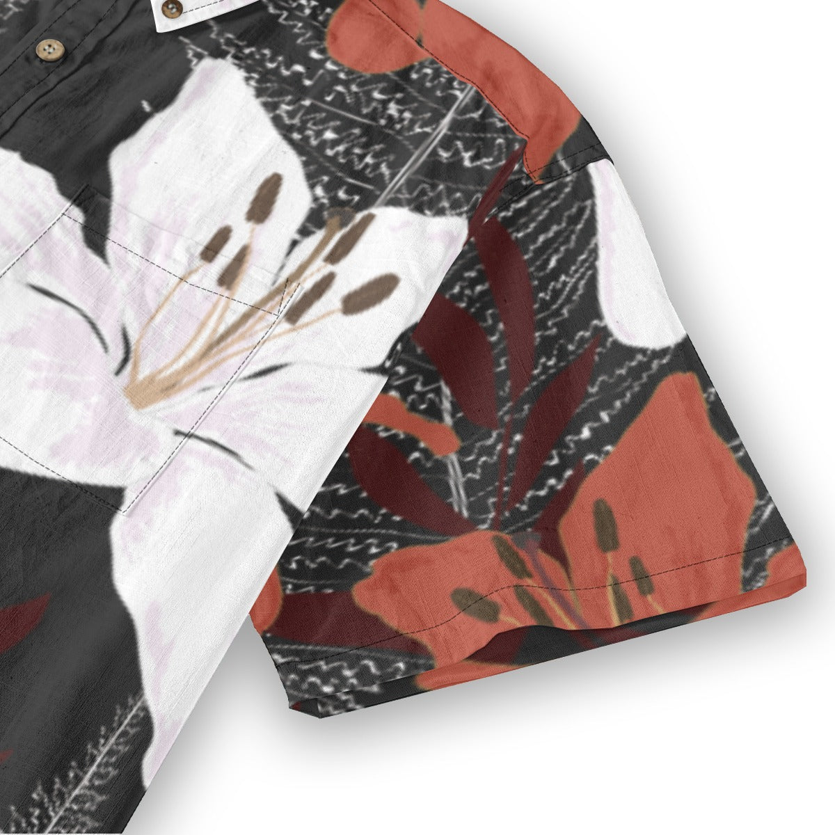 Red & White Island Style-Tropical Lily Bloom Hawaiian Shirt