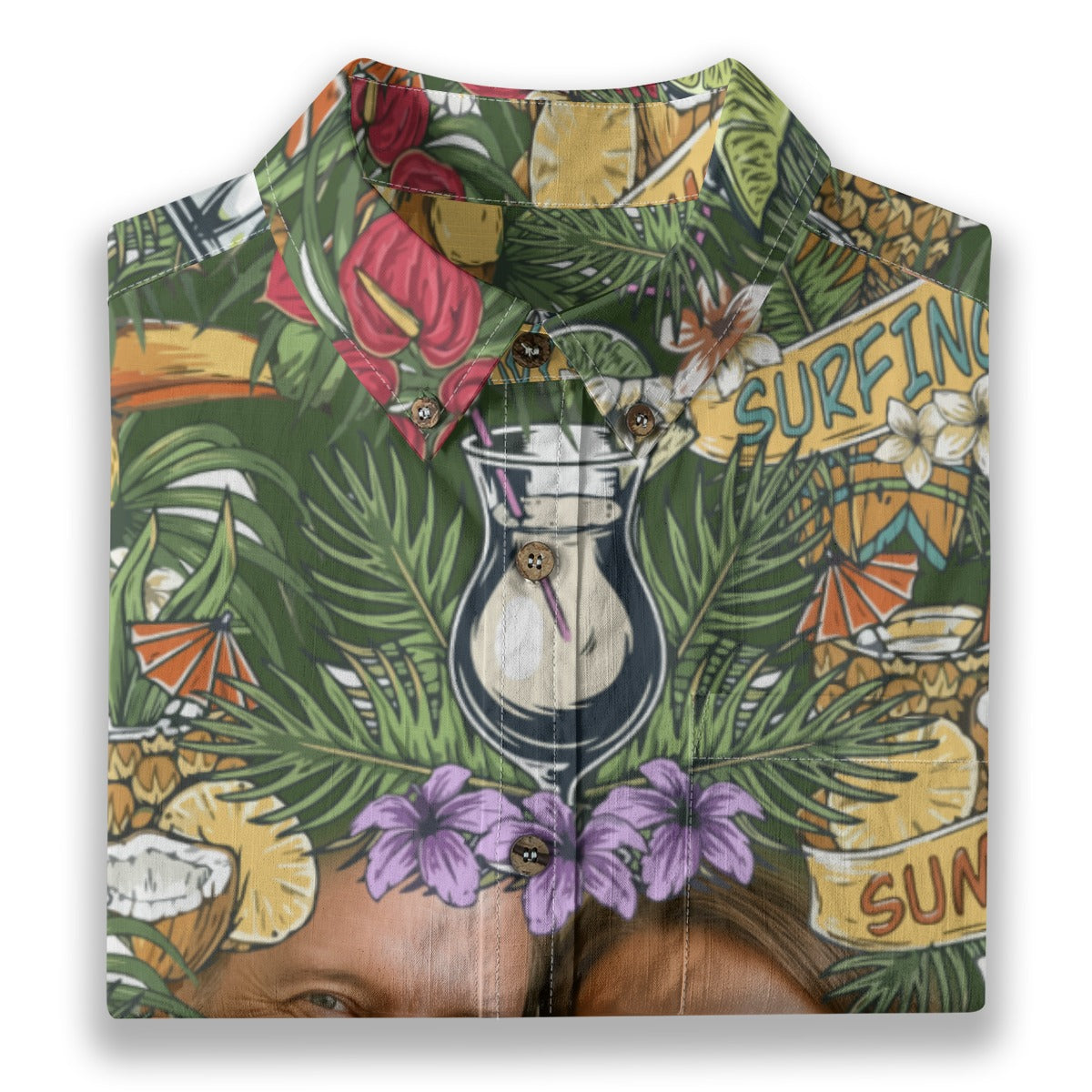 Personalized Hawaiian Shirt with Photo, Surfing Cocktail Hawaiian Shirt, Tiki Shirt for Family - The Palmix