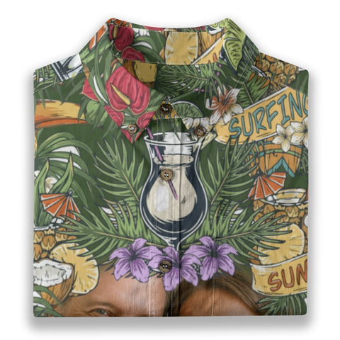 Personalized Hawaiian Shirt with Photo, Surfing Cocktail Hawaiian Shirt, Tiki Shirt for Family - The Palmix