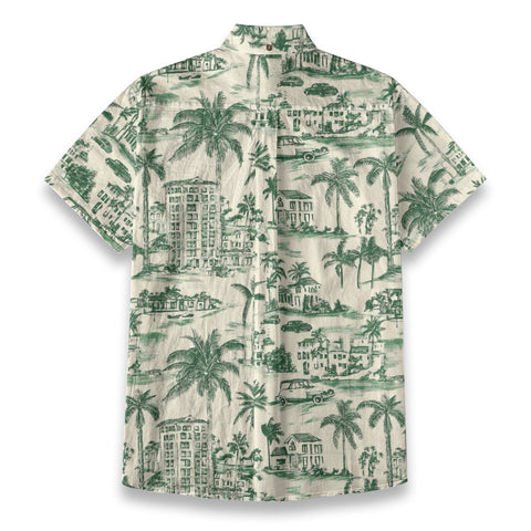 Hand-Drawn Holiday – Vintage Green Line Art Hawaiian Shirt