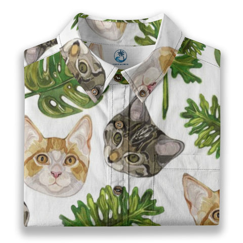 Tropical Whiskers – Green Palm Cat Shirt