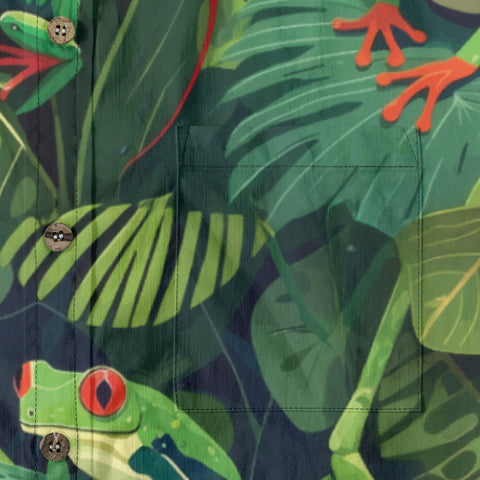 Tropical Red-eyed Frog Hawaiian Shirt Palm Leaves Aloha Frog Cute Tropical Hawaiian Shirt
