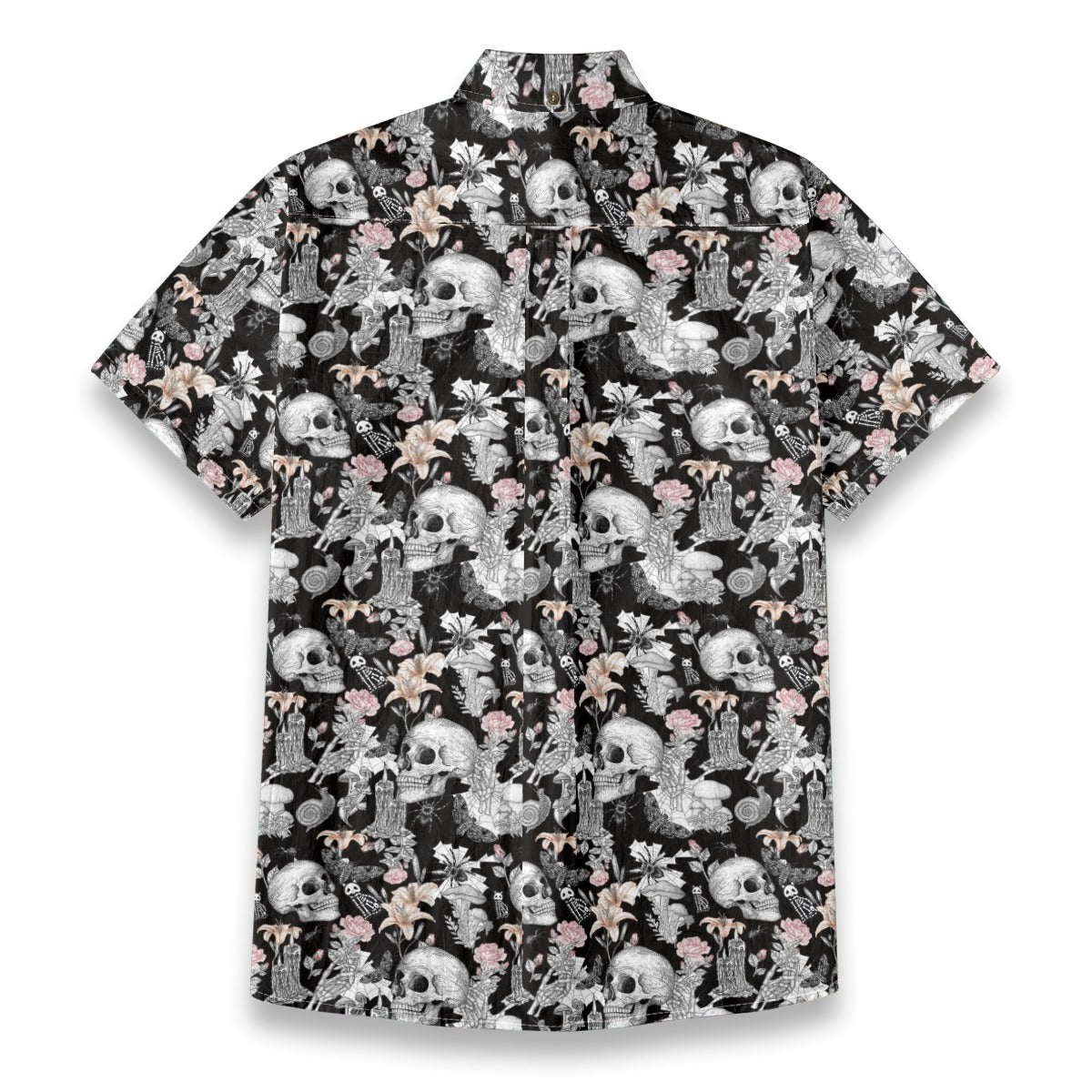 Halloween Skull and Bones Floral Print Shirt