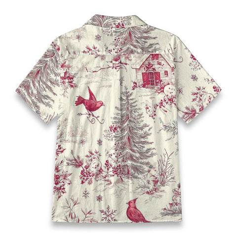 Christmas Cardinal Toile Hawaiian Shirt: