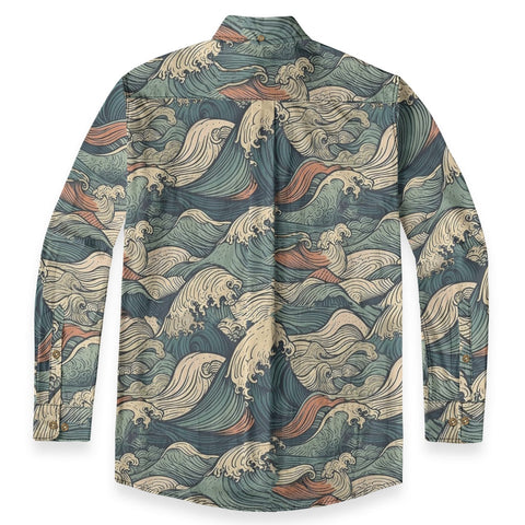 Ocean Surge – Vintage Wave Print  long-sleeve shirt