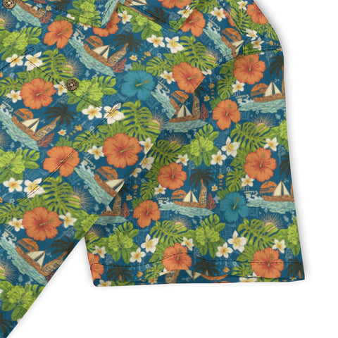 Hibiscus & Sailboat Hawaiian Shirt