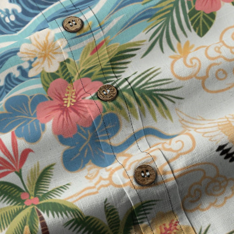 Crane Breeze – Eastern-Inspired Hand-Painted Hawaiian Shirt