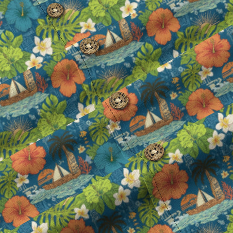 Hibiscus & Sailboat Hawaiian Shirt