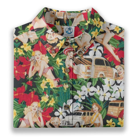Retro Beach Cruiser Sexy Girl Hand Drawn Art Print Shirt
