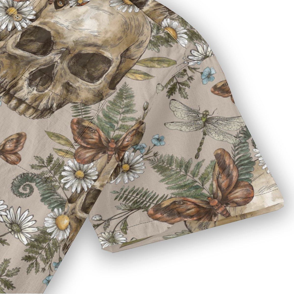 “Eternal Bloom” Hawaiian Shirt – Vintage Floral & Hand-Drawn Skull Print