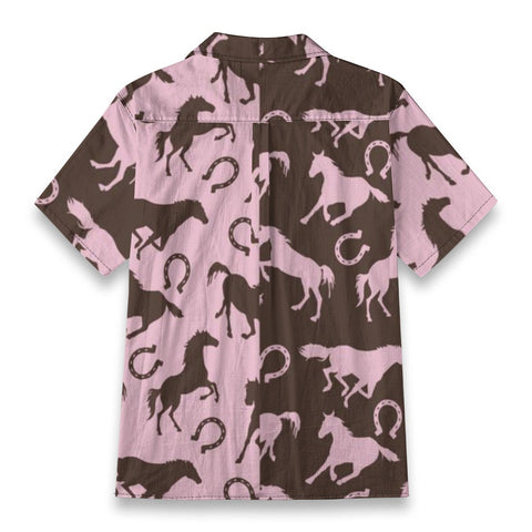Pink & Brown Horse Hawaiian Shirt