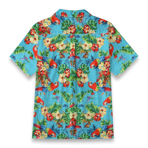 Tropical flowers and birds blue rhyme