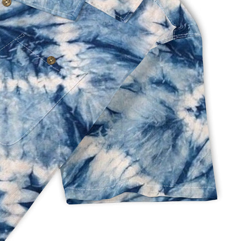 Blue Tie-Dye Hawaiian Shirt