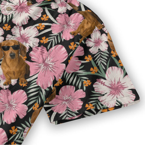 Cool Dachshund Dog Tropical Flower Hawaiian Vacation Shirt