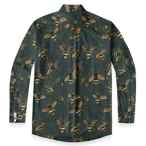Green Bee – Dark Green Gold Bee Hand-painted Art Retro Long-sleeve shirt