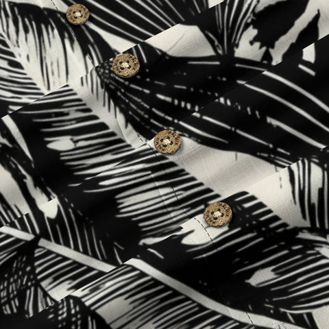 White & Black Tropical Leaf Hawaiian Shirt