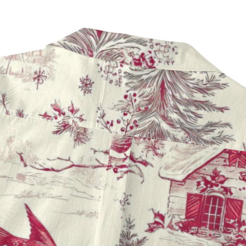 Christmas Cardinal Toile Hawaiian Shirt: