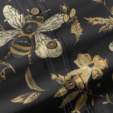 Gilded Beeyard – Black Gold Bee Plant Hand-painted Art Print Shirt
