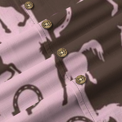 Pink & Brown Horse Hawaiian Shirt