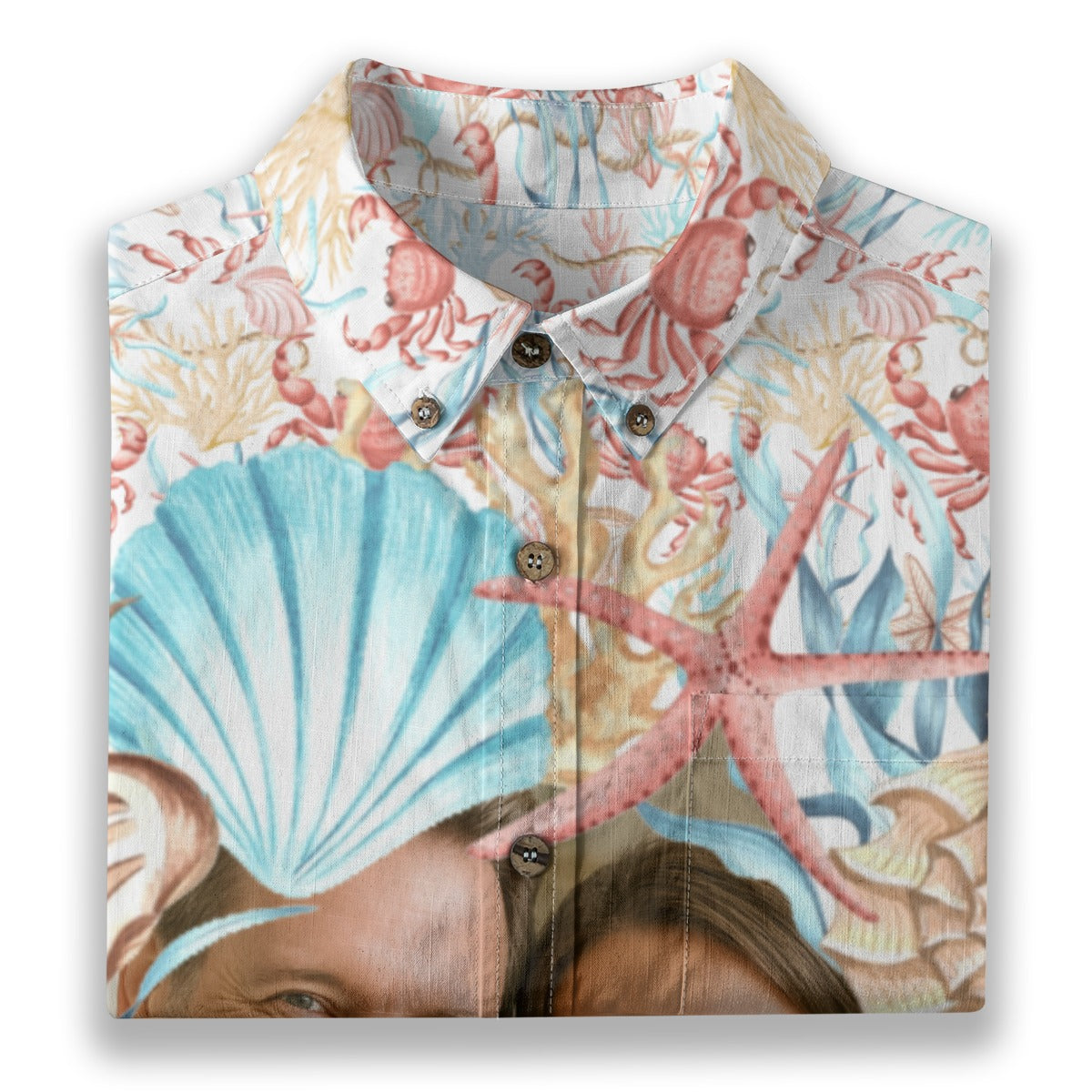 Personalized Hawaiian Shirt with Photo, Ocean Animals Hawaiian Shirt,Vacation Tropical Pattern Shirt for Men Women - The Palmix