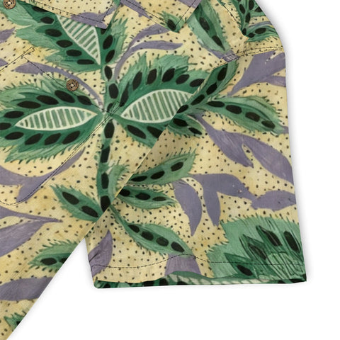 Boho Botanical Green & Lavender Hawaiian Shirt