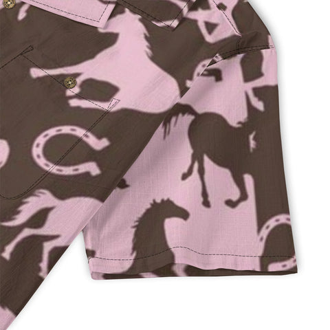 Pink & Brown Horse Hawaiian Shirt