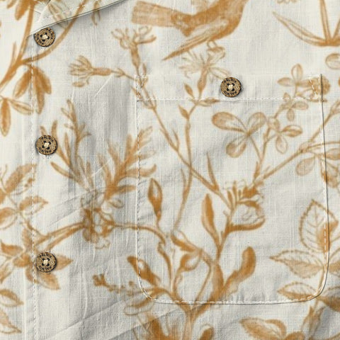 Golden Hummingbird Floral Hawaiian Shirt