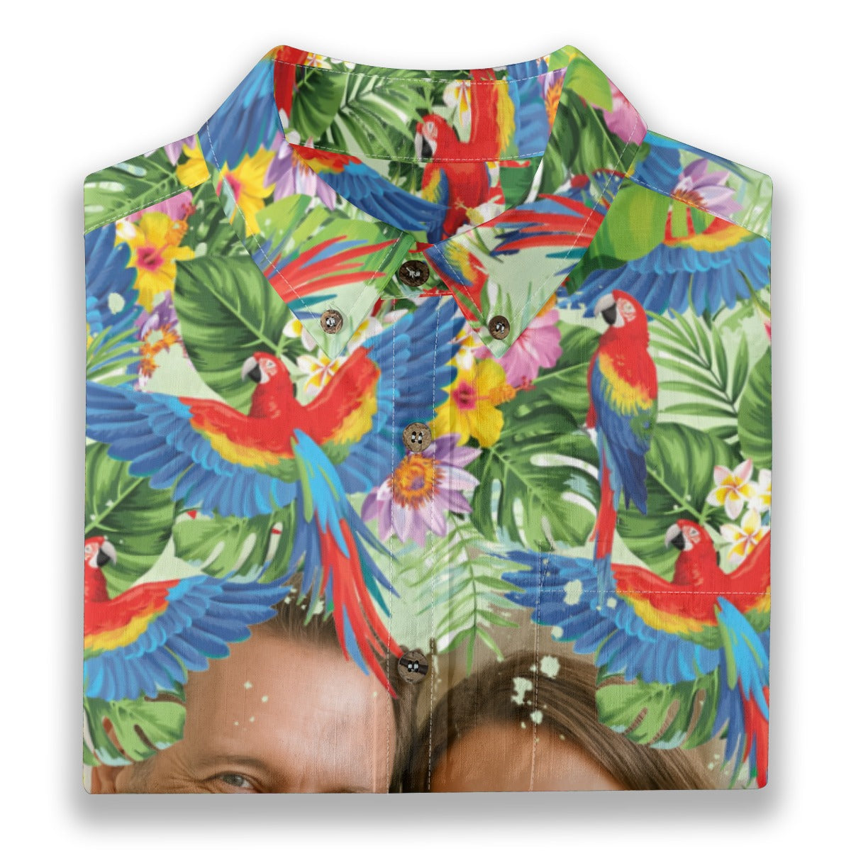 Personalized Hawaiian Shirt with Photo, Parrot Hawaiian Shirt, Vacation Tropical Pattern Shirt for Men Women - The Palmix