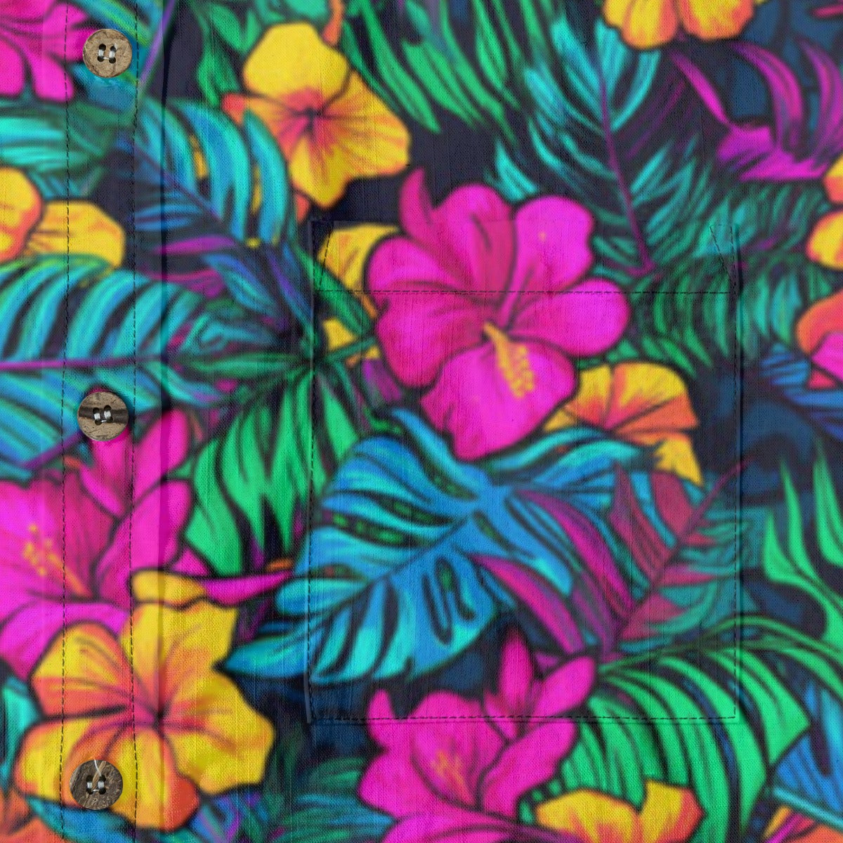 “Island Bloom” Bright Pink & Green Plumeria Tropical Print Hawaiian Shirt