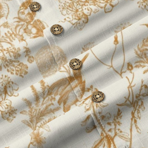 Golden Hummingbird Floral Hawaiian Shirt