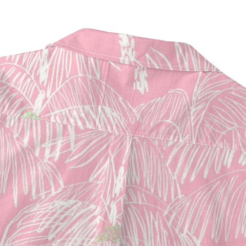 Pink Palm Leaf Hawaiian Shirt