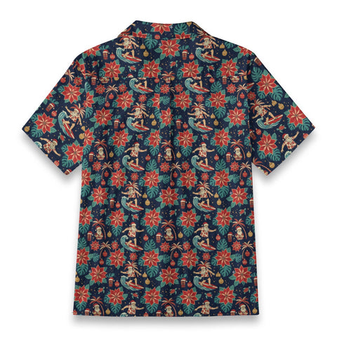 Poinsettia Surfing Santa Hawaiian Shirt
