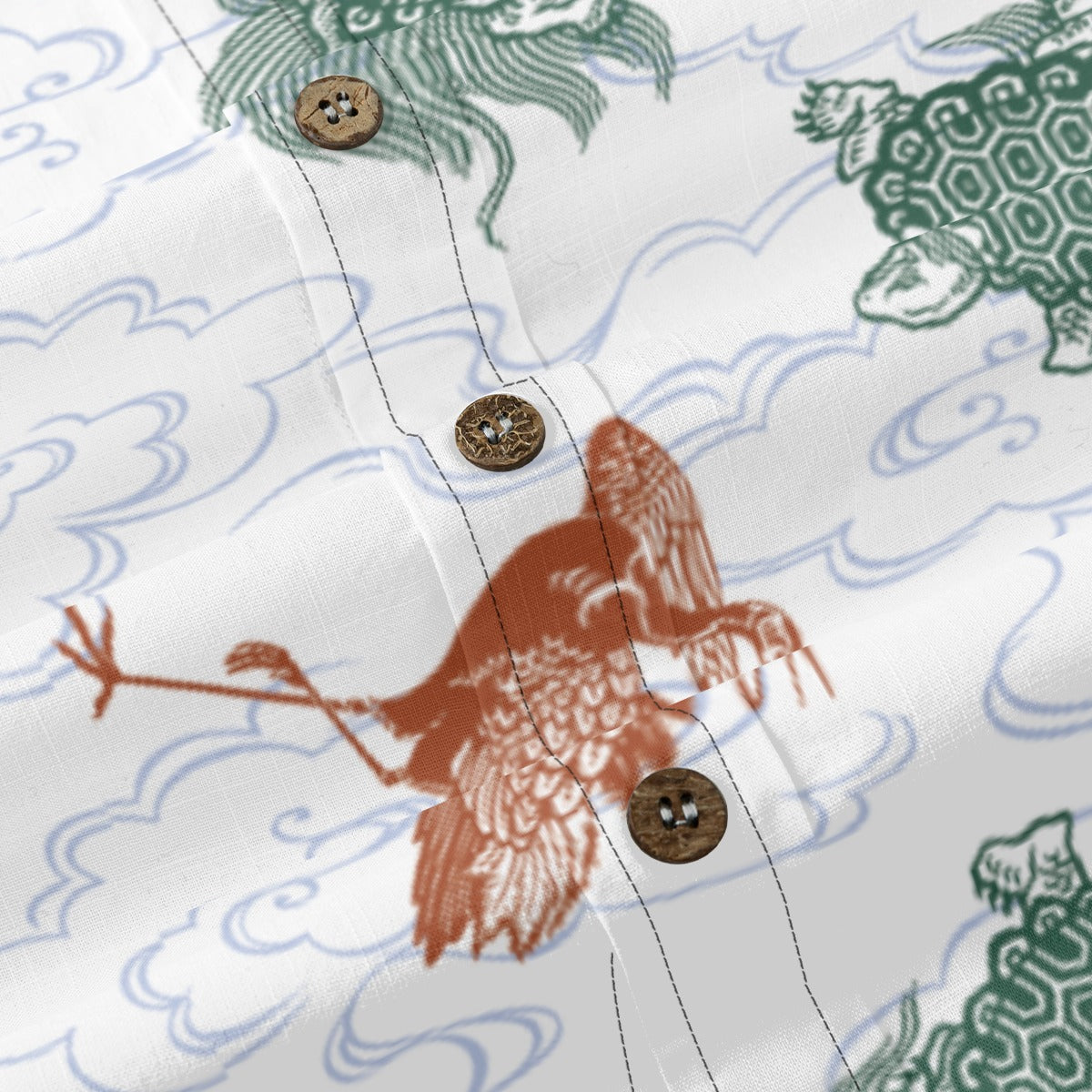 Hawaiian style sea turtle and crane summer party printed shirt