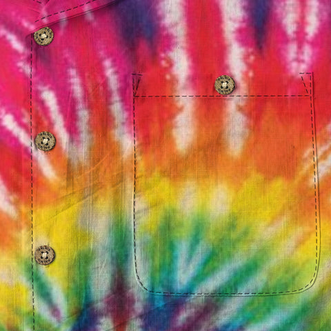 Rainbow Tie-Dye Hawaiian Shirt