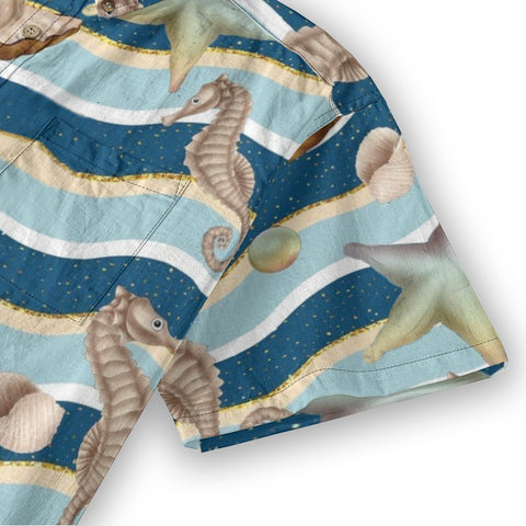 Star Tide Shadow – Retro Pictorial Nautical Wave Stripe Shirt