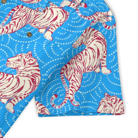 Blue Tiger Print Hawaiian Shirt