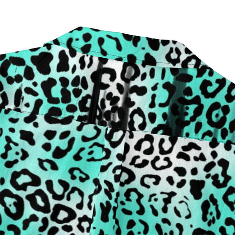 Teal Leopard Hawaiian Shirt