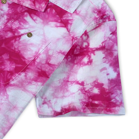 Pink Tie-Dye Hawaiian Shirt