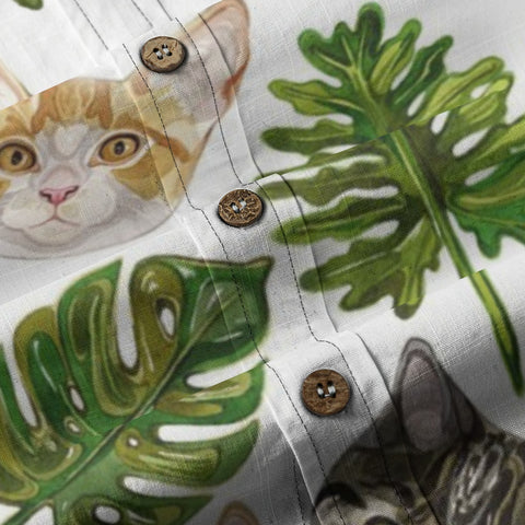 Tropical Whiskers – Green Palm Cat Shirt