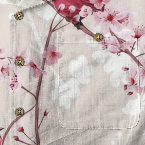 Cherry Blossom & Red Bird Hawaiian Shirt