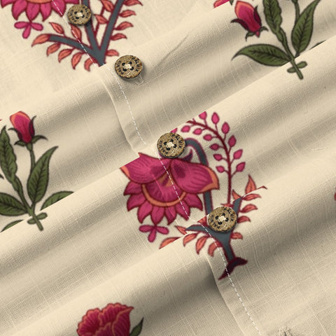 Vintage Cream Magenta Floral